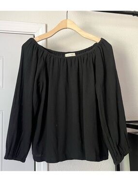 Na Nin Black Off-Shoulder Peasant Top